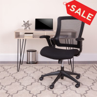 Flash Furniture BL-LB-8803-GG Mid-Back Black Mesh Executive Swivel Chair with Molded Foam Seat and Adjustable Arms 
